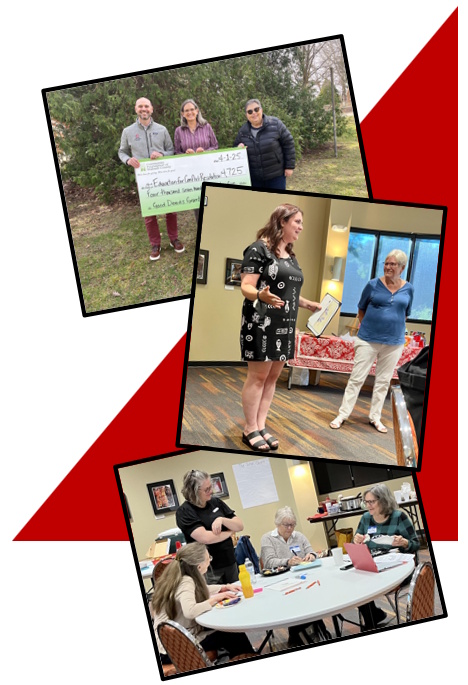 Image that contains three action photos of ECR staff and supporters.